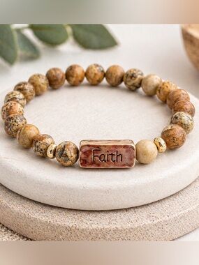 Marbled Brown Faith Bracelet